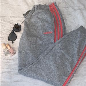 Grey/Pink Adidas Sweatpants